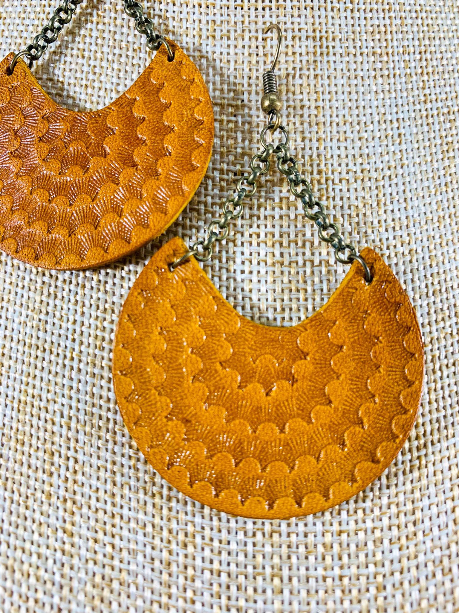 Orange/Yellow Crescent Earrings